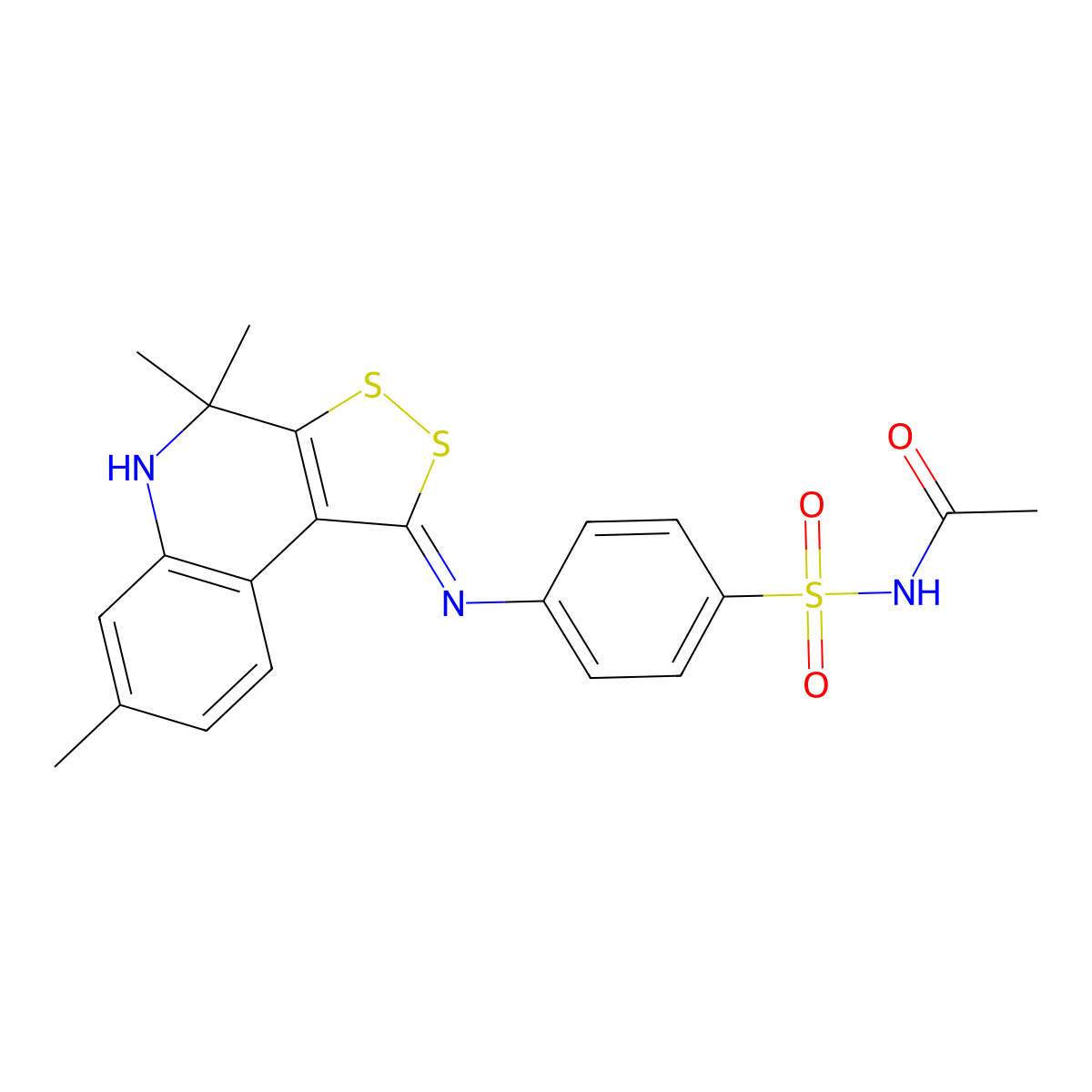 N-[4-[(4,4,7-trimethyl-5H-dithiolo[3,4-c]quinolin-1-ylidene)amino]phenyl]sulfonylacetamide molecular structure, CAS 1164540-03-7