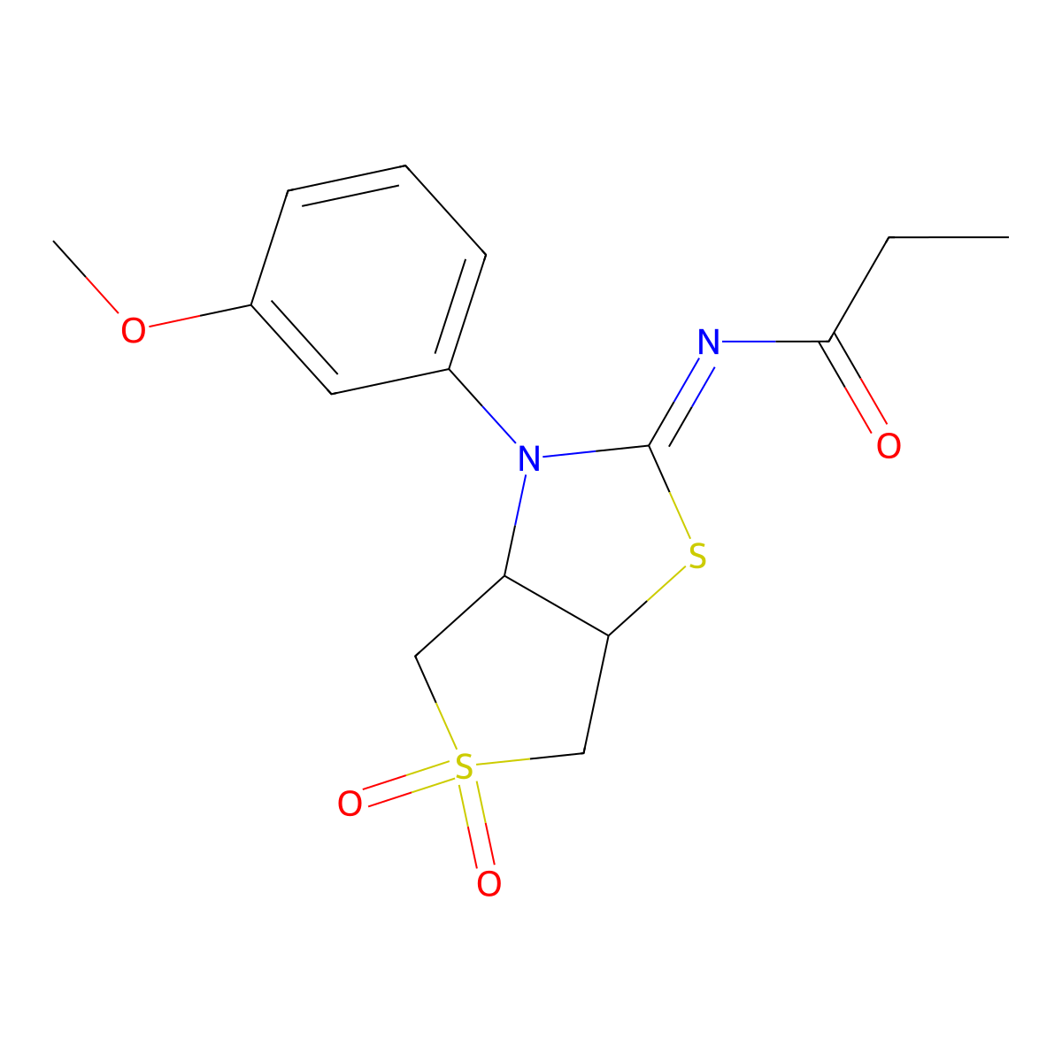 N-[(2Z)-3-(3-methoxyphenyl)-5,5-dioxidotetrahydrothieno[3,4-d][1,3]thiazol-2(3H)-ylidene]propanamide molecular structure, CAS 1164540-07-1