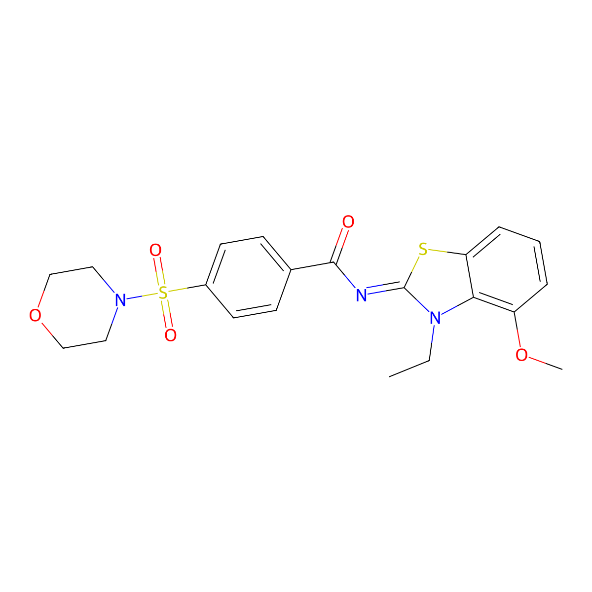 N-[(2Z)-3-ethyl-4-methoxy-1,3-benzothiazol-2(3H)-ylidene]-4-(morpholin-4-ylsulfonyl)benzamide molecular structure, CAS 1164540-83-3