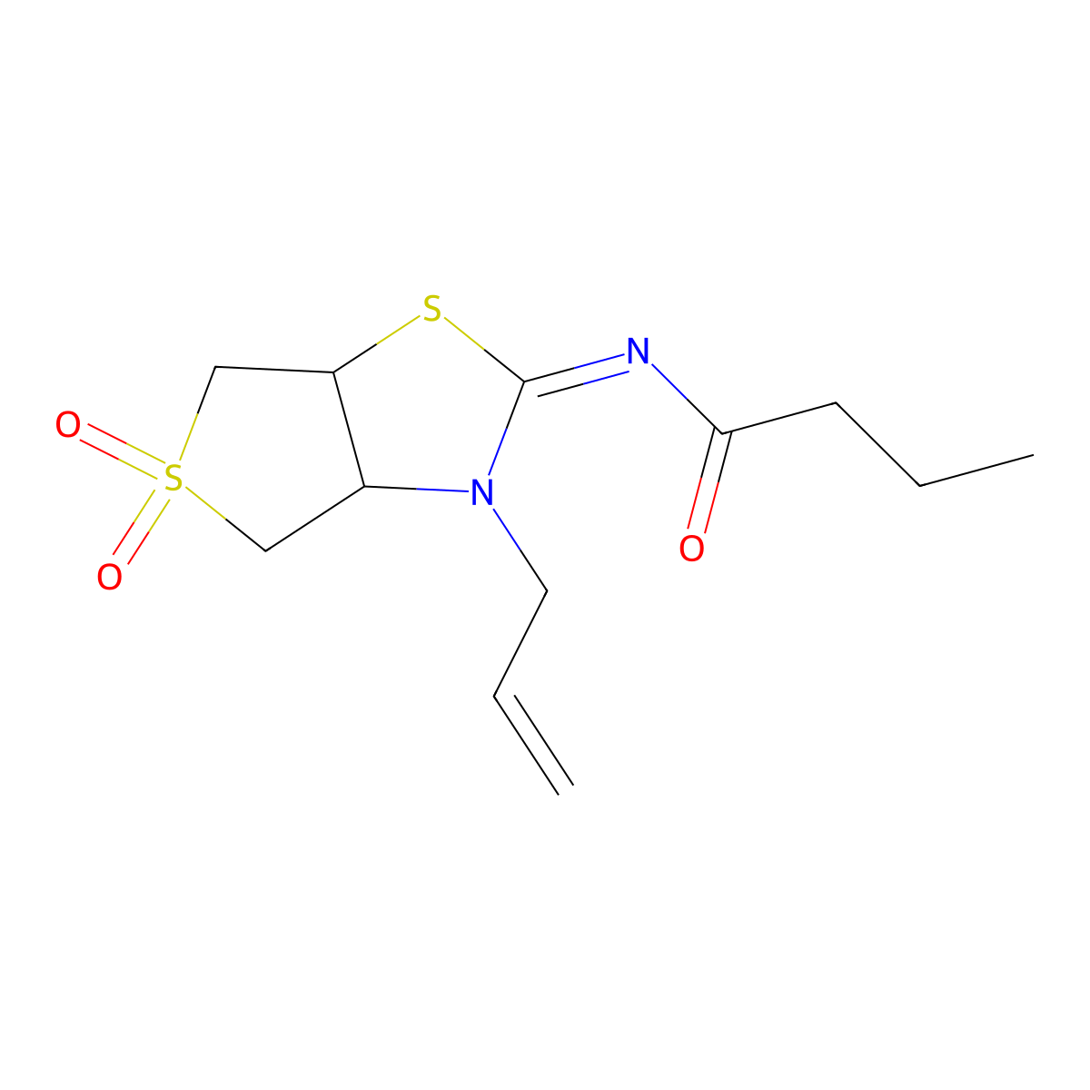 (Z)-N-(3-allyl-5,5-dioxidotetrahydrothieno[3,4-d]thiazol-2(3H)-ylidene)butyramide molecular structure, CAS 1164541-10-9