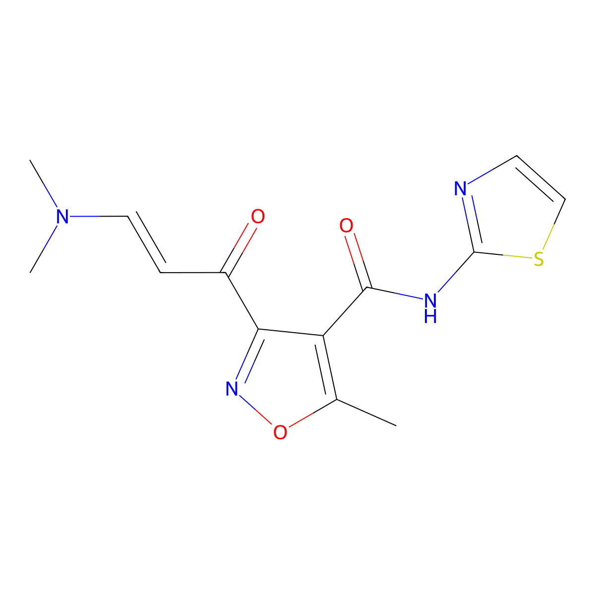 3-[3-(dimethylamino)acryloyl]-5-methyl-N-(1,3-thiazol-2-yl)-4-isoxazolecarboxamide molecular structure, CAS 1164541-48-3