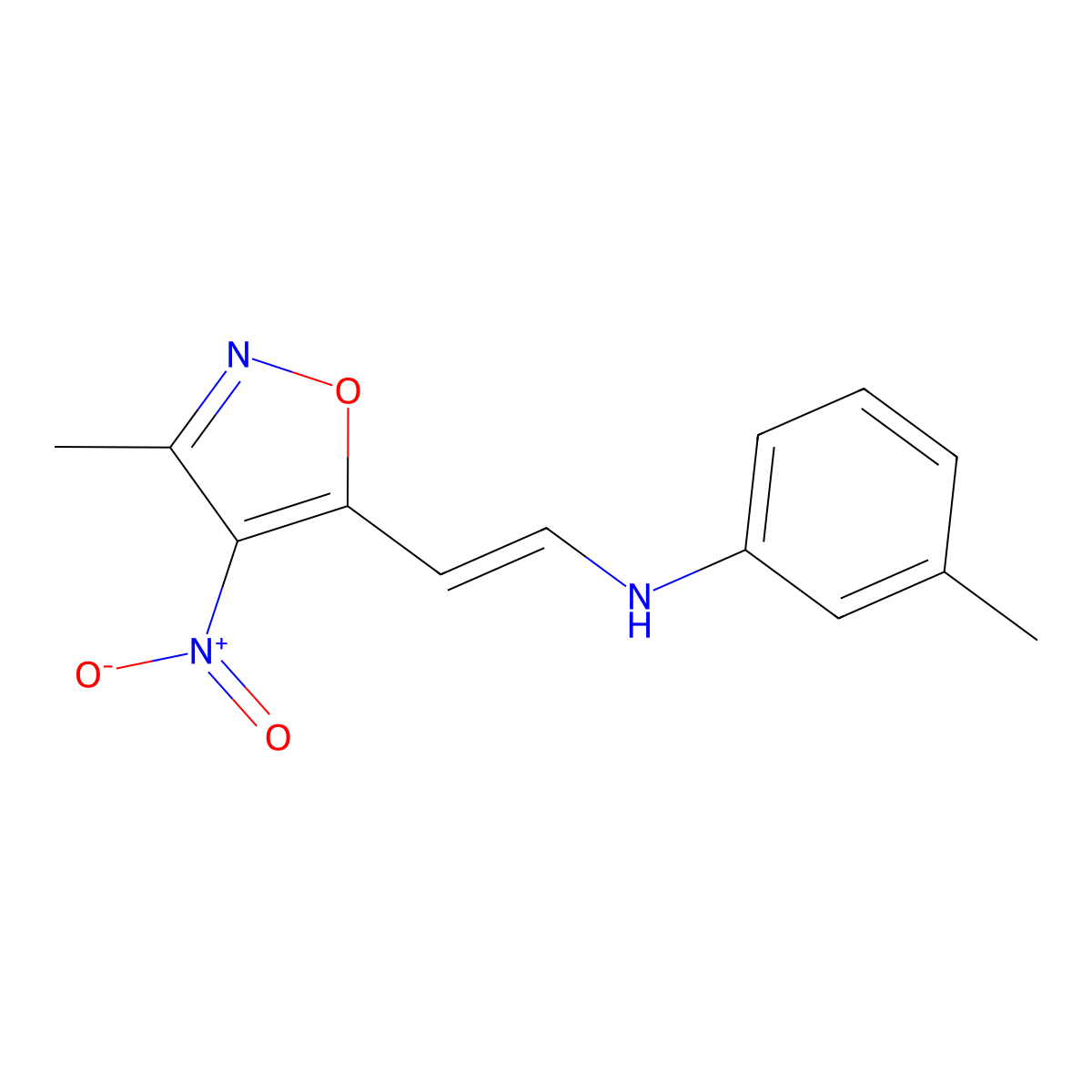 N-[2-(3-methyl-4-nitro-5-isoxazolyl)vinyl]-N-(3-methylphenyl)amine molecular structure, CAS 1164541-49-4