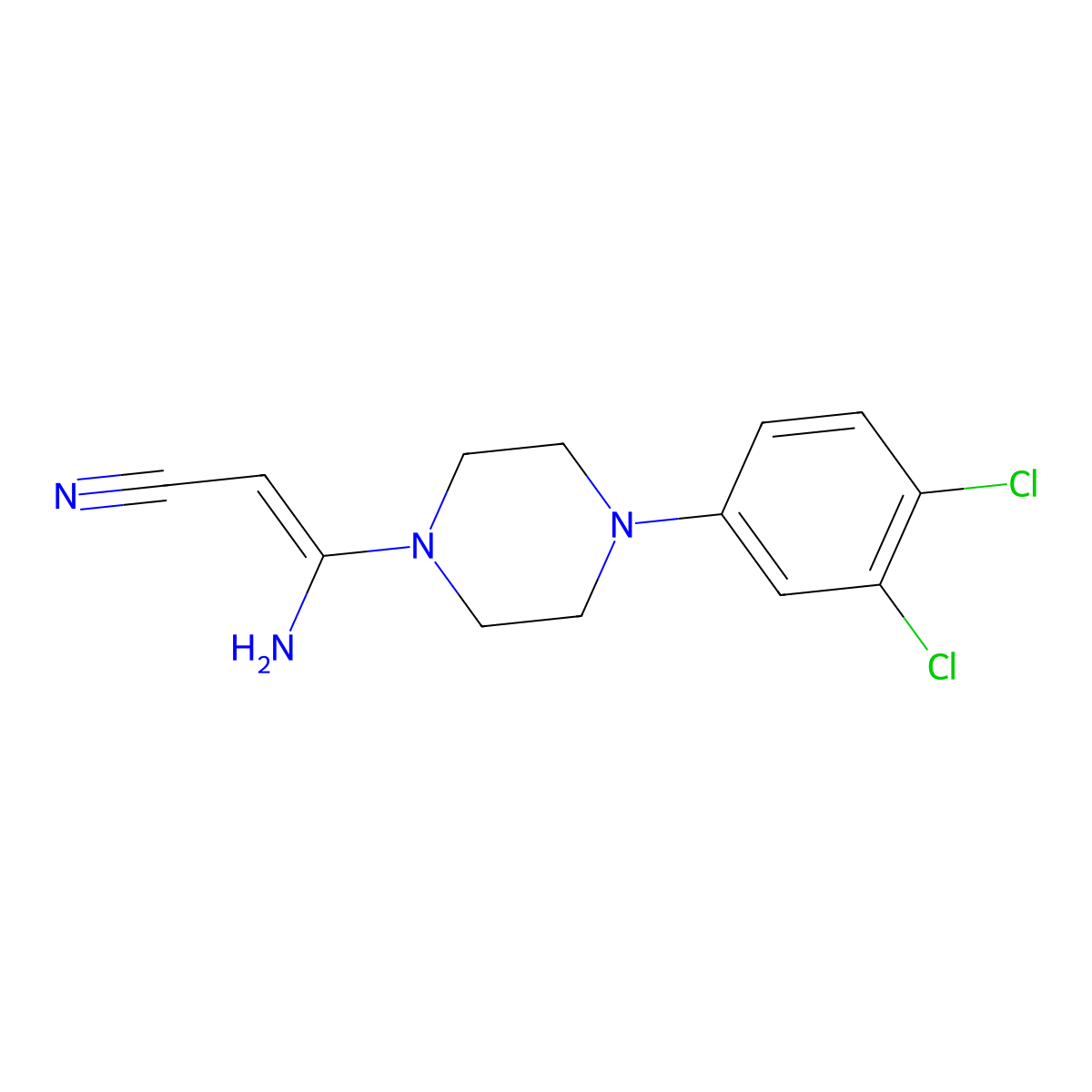 3-Amino-3-[4-(3,4-dichlorophenyl)piperazino]-acrylonitrile molecular structure, CAS 1164541-77-8