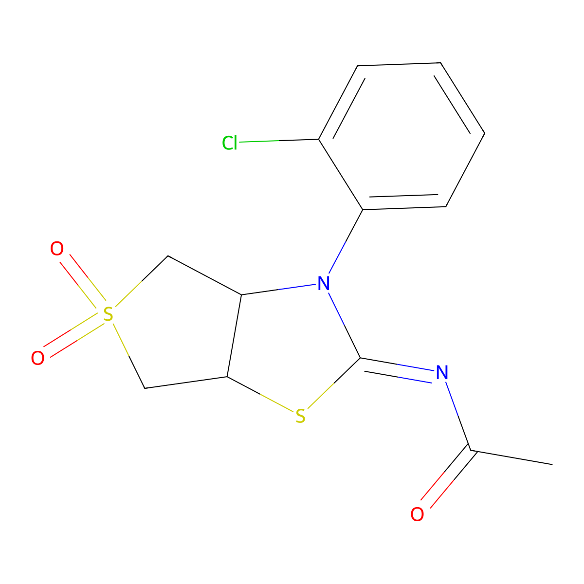 (Z)-N-(3-(2-chlorophenyl)-5,5-dioxidotetrahydrothieno[3,4-d]thiazol-2(3H)-ylidene)acetamide molecular structure, CAS 1164543-30-9