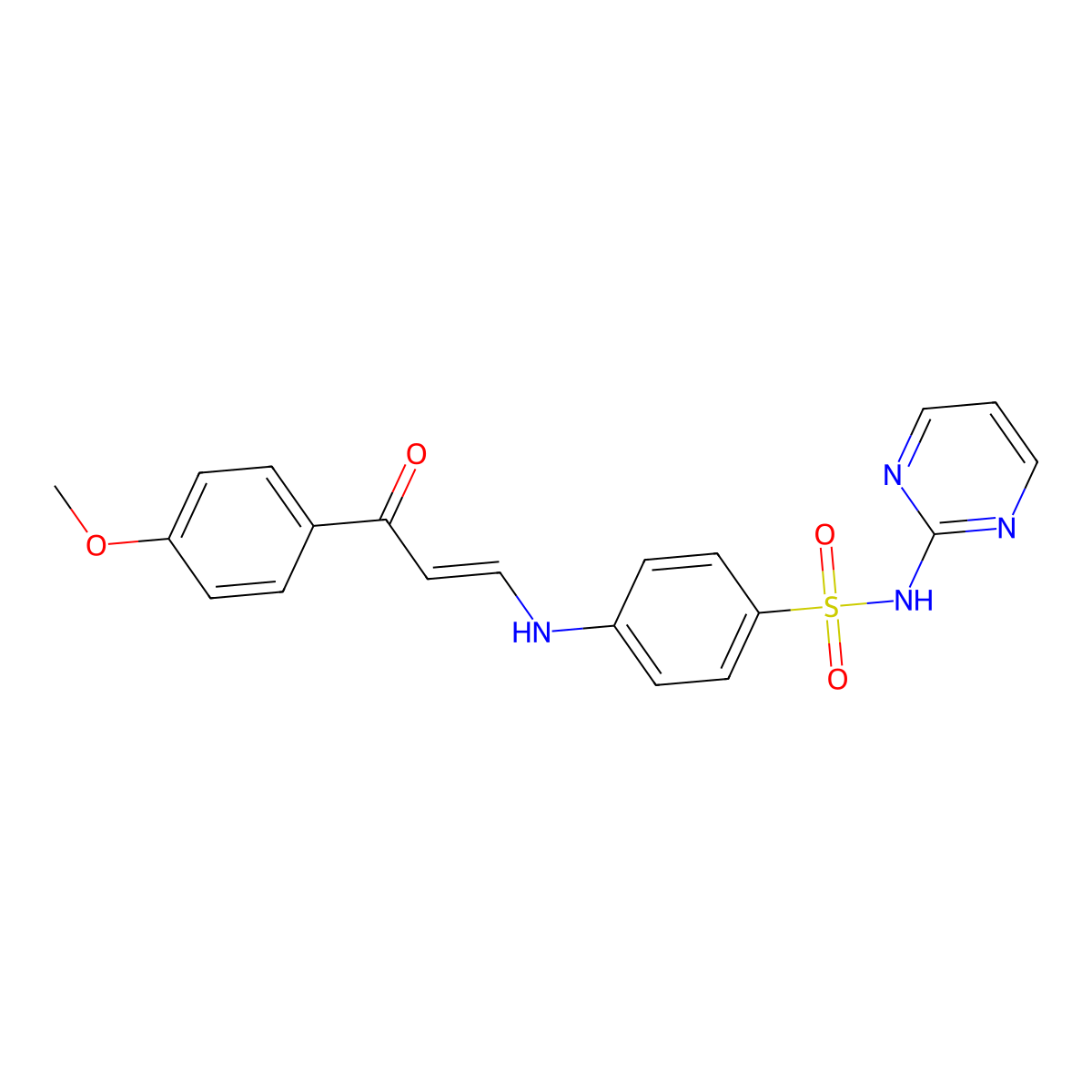 4-[[3-(4-methoxyphenyl)-3-oxoprop-1-enyl]amino]-N-pyrimidin-2-ylbenzenesulfonamide molecular structure, CAS 1164546-07-9