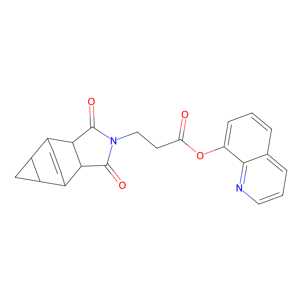 quinolin-8-yl 3-(1,3-dioxooctahydro-4,6-ethenocyclopropa[f]isoindol-2(1H)-yl)propanoate molecular structure, CAS 1164546-15-9