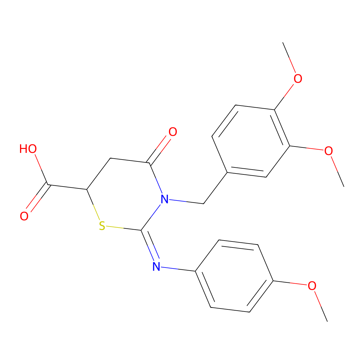 3-(3,4-Dimethoxybenzyl)-2-[(4-methoxyphenyl)imino]-4-oxo-1,3-thiazinane-6-carboxylic acid molecular structure, CAS 1164546-43-3