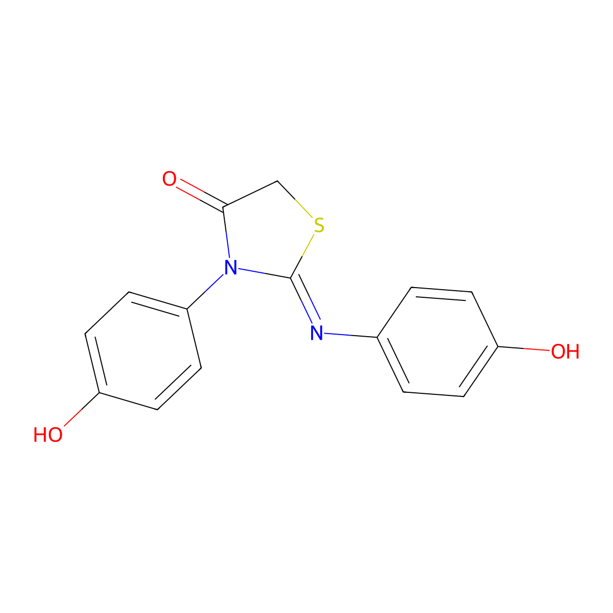 4-Thiazolidinone, 3-(4-hydroxyphenyl)-2-[(4-hydroxyphenyl)imino]- molecular structure, CAS 1164548-37-1