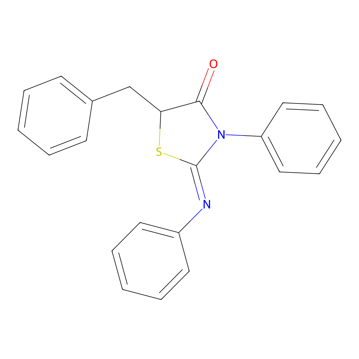(2Z)-5-benzyl-3-phenyl-2-(phenylimino)-1,3-thiazolidin-4-one molecular structure, CAS 1164549-87-4