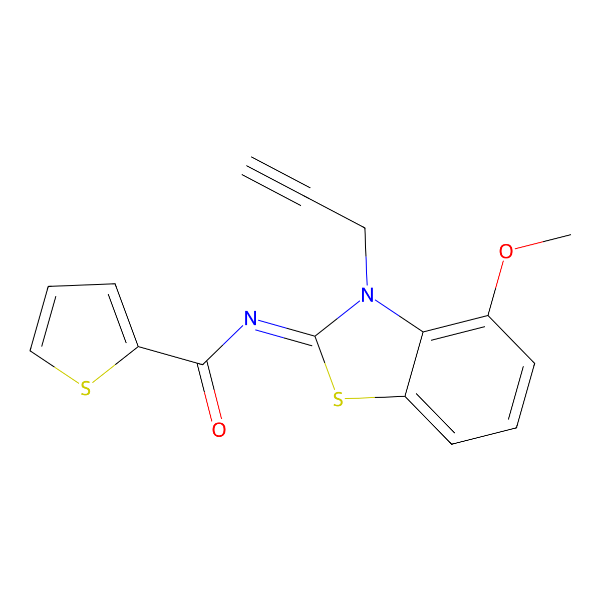 N-(4-methoxy-3-prop-2-ynyl-1,3-benzothiazol-2-ylidene)thiophene-2-carboxamide molecular structure, CAS 1164550-19-9
