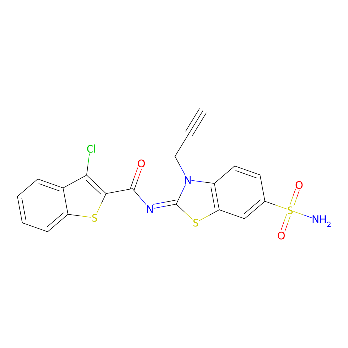 (Z)-3-chloro-N-(3-(prop-2-yn-1-yl)-6-sulfamoylbenzo[d]thiazol-2(3H)-ylidene)benzo[b]thiophene-2-carboxamide molecular structure, CAS 1164551-71-6