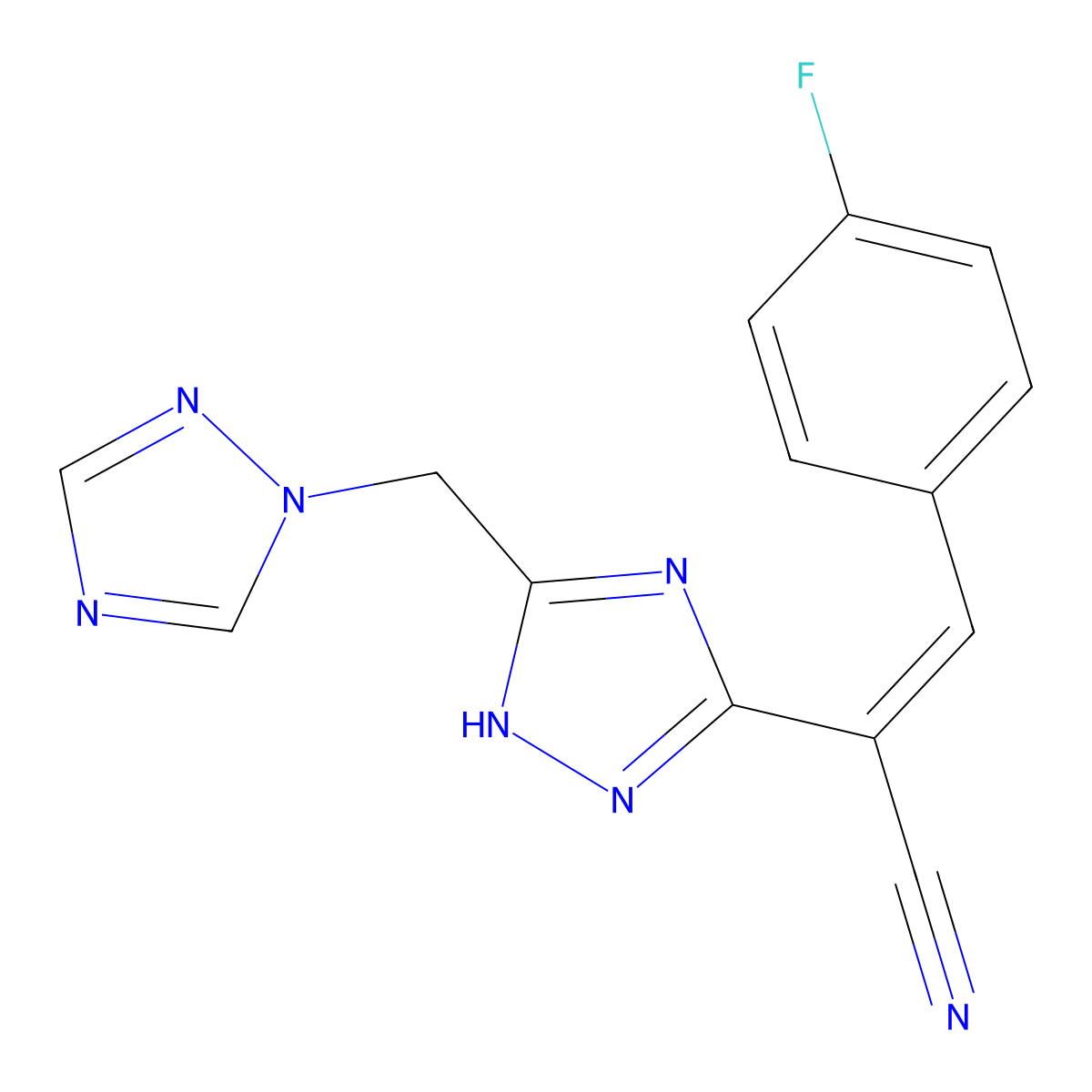 3-(4-fluorophenyl)-2-[5-(1H-1,2,4-triazol-1-ylmethyl)-1H-1,2,4-triazol-3-yl]acrylonitrile molecular structure, CAS 1164552-43-5