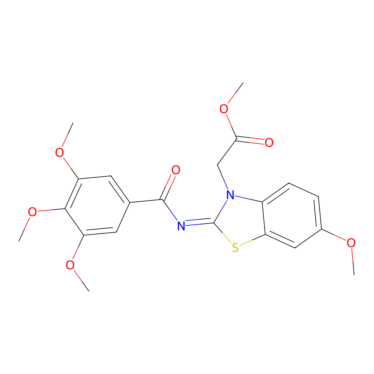 (Z)-methyl 2-(6-methoxy-2-((3,4,5-trimethoxybenzoyl)imino)benzo[d]thiazol-3(2H)-yl)acetate molecular structure, CAS 1164552-50-4