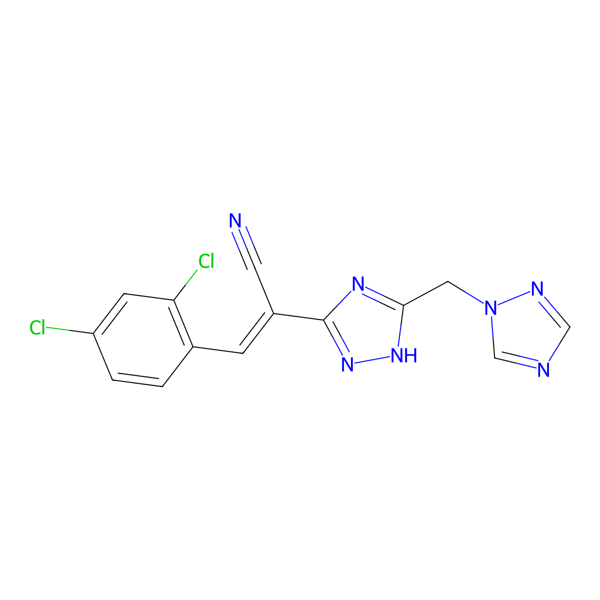 3-(2,4-dichlorophenyl)-2-[5-(1H-1,2,4-triazol-1-ylmethyl)-1H-1,2,4-triazol-3-yl]acrylonitrile molecular structure, CAS 1164552-63-9