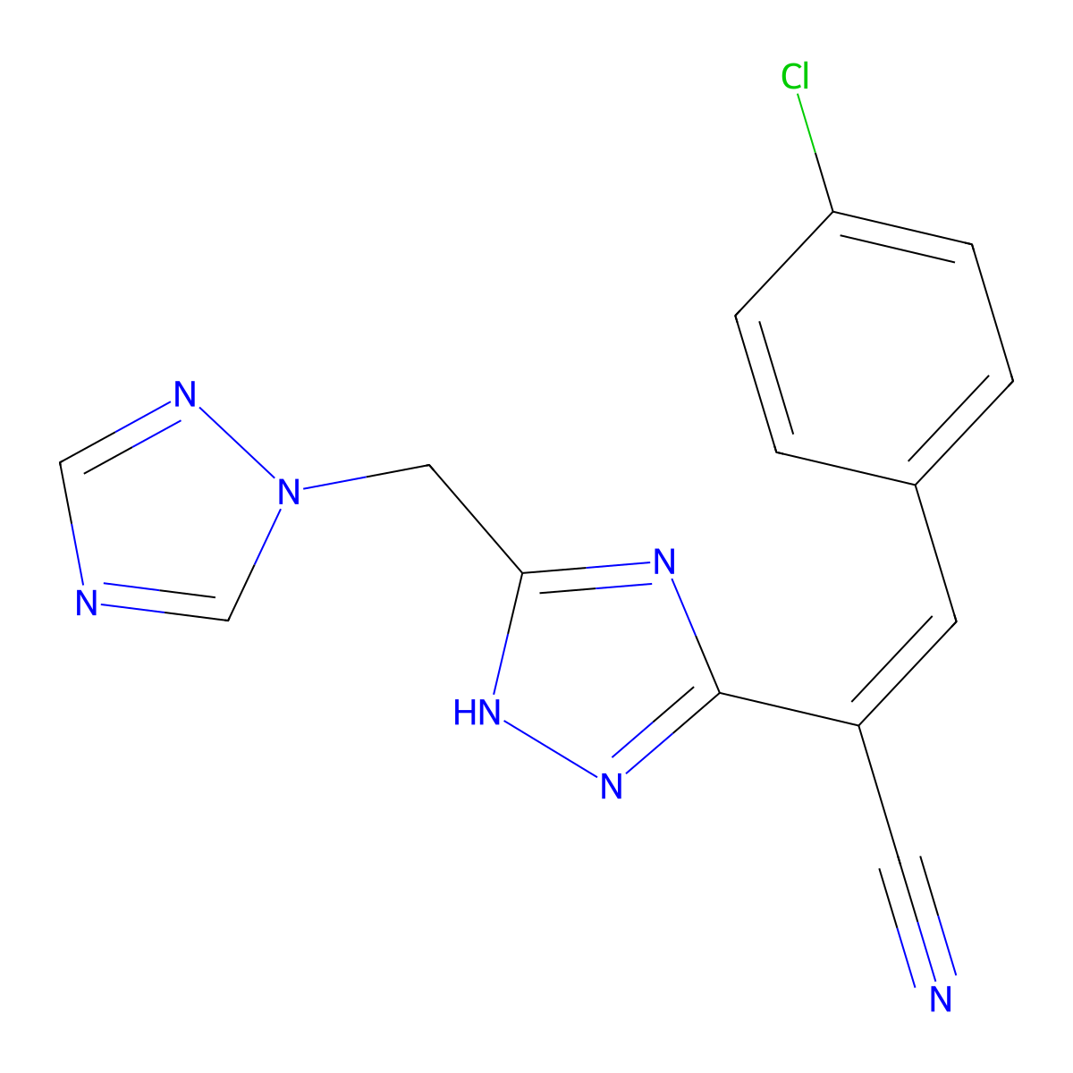 3-(4-chlorophenyl)-2-[5-(1H-1,2,4-triazol-1-ylmethyl)-1H-1,2,4-triazol-3-yl]acrylonitrile molecular structure, CAS 1164552-75-3