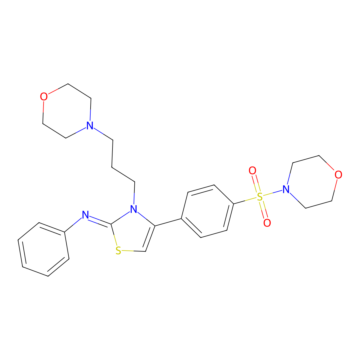 [4-[4-(Morpholine-4-sulfonyl)-phenyl]-3-(3-morpholin-4-yl-propyl)-3H-thiazol-(2Z)-ylidene]-phenyl-amine molecular structure, CAS 1164552-85-5