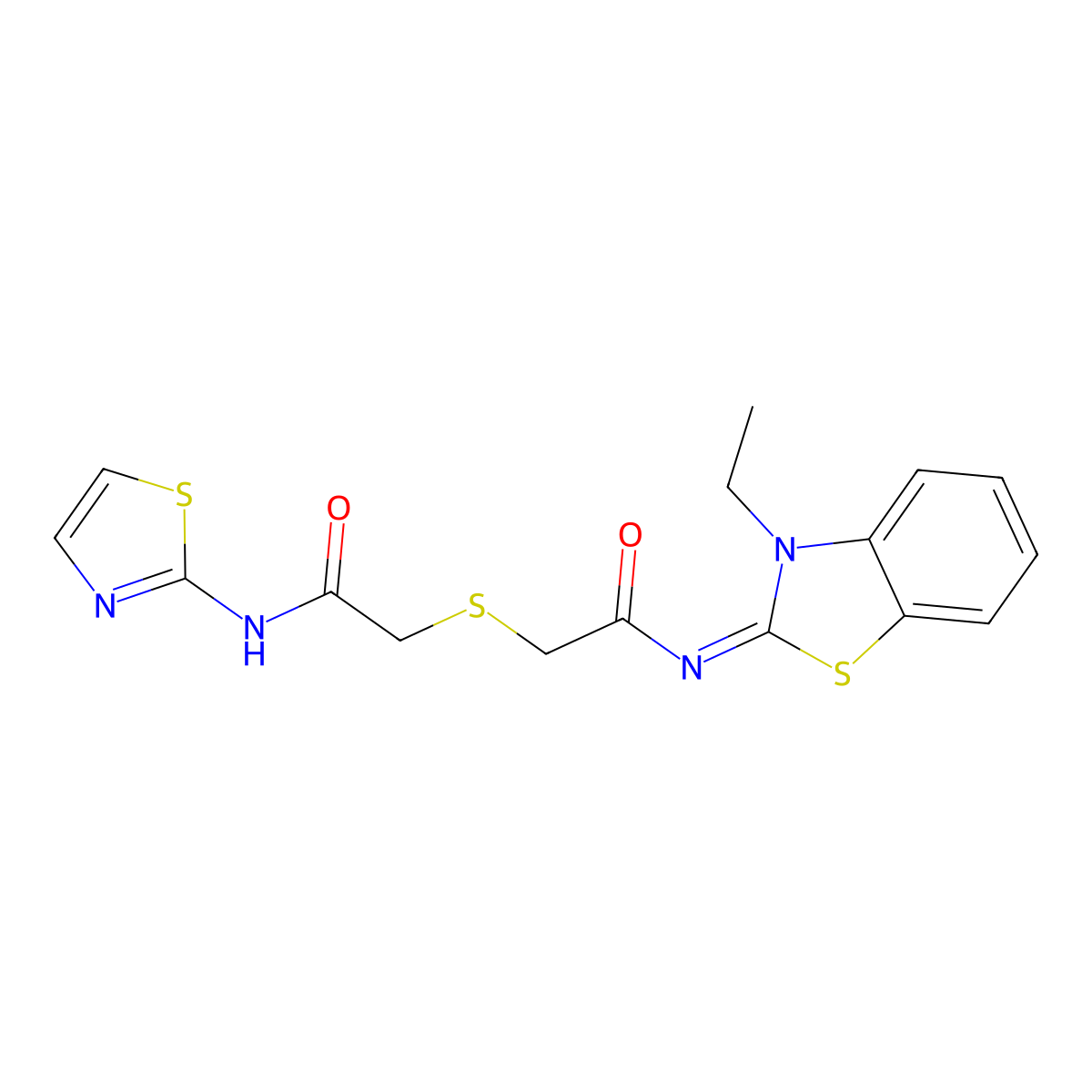 (Z)-N-(3-ethylbenzo[d]thiazol-2(3H)-ylidene)-2-((2-oxo-2-(thiazol-2-ylamino)ethyl)thio)acetamide molecular structure, CAS 1164553-58-5