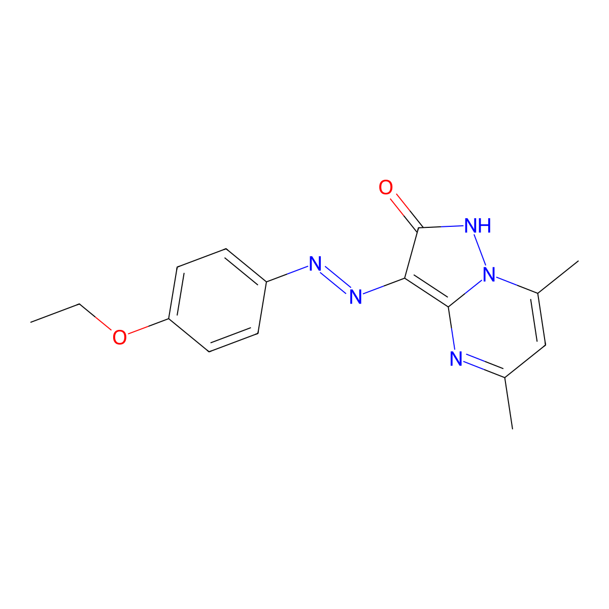 3-[(4-ethoxyphenyl)diazenyl]-5,7-dimethylpyrazolo[1,5-a]pyrimidin-2(1H)-one molecular structure, CAS 1164554-05-5