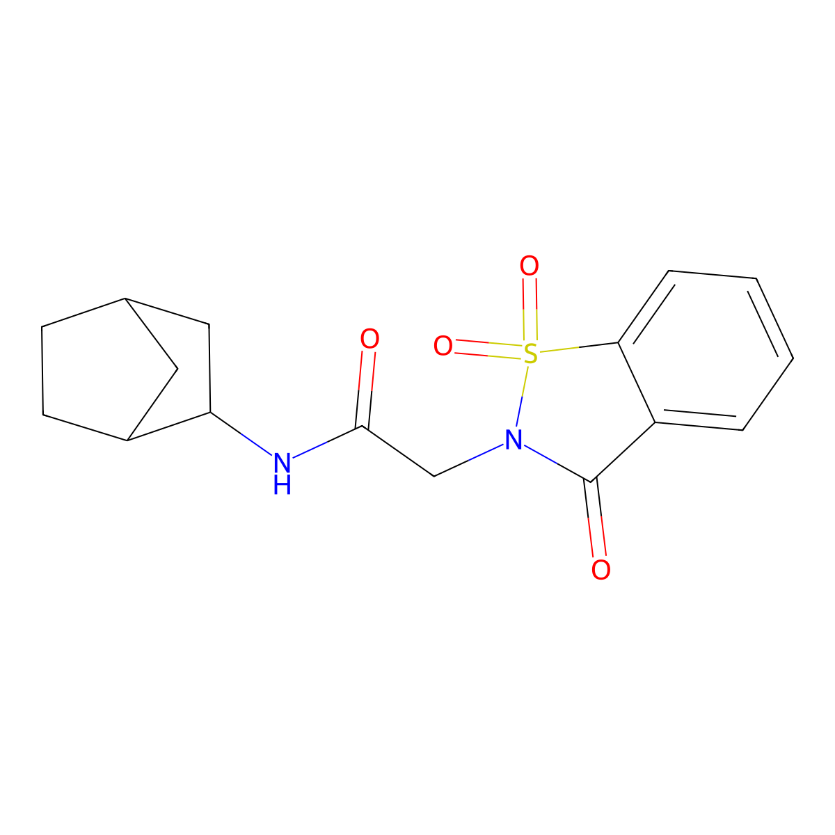 N-(3-bicyclo[2.2.1]heptanyl)-2-(1,1,3-trioxo-1,2-benzothiazol-2-yl)acetamide molecular structure, CAS 1164554-68-0
