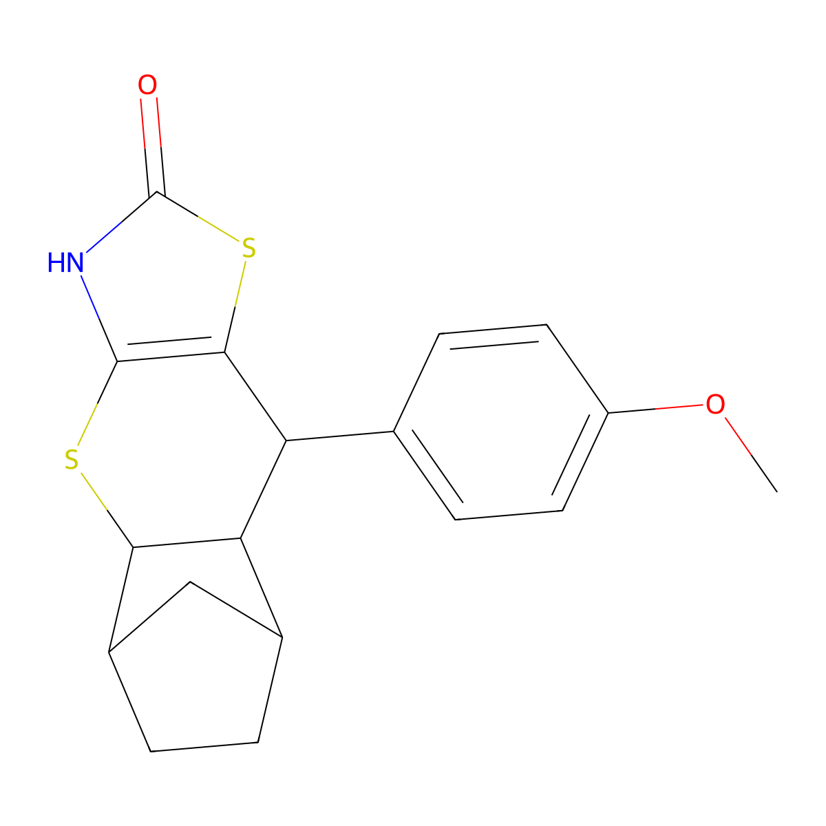 9-(4-methoxyphenyl)-3,4a,5,6,7,8,8a,9-octahydro-2H-5,8-methanothiochromeno[2,3-d][1,3]thiazol-2-one molecular structure, CAS 1164555-60-5