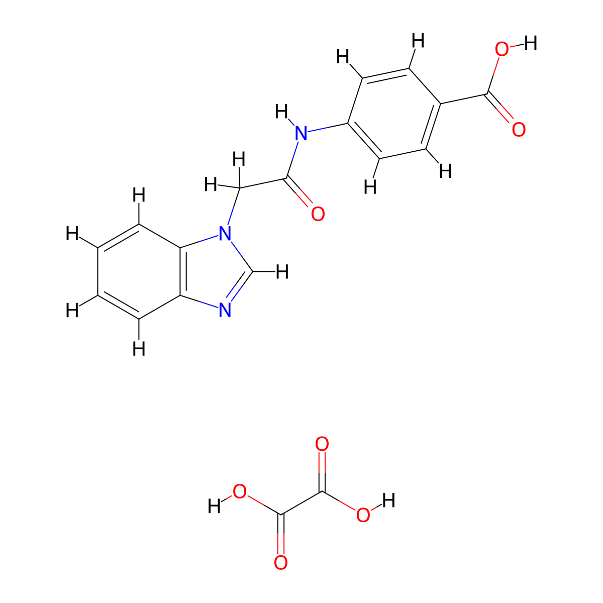 4-(2-Benzoimidazol-1-YL-acetylamino)-benzoic acid oxalate molecular structure, CAS 1164558-12-6