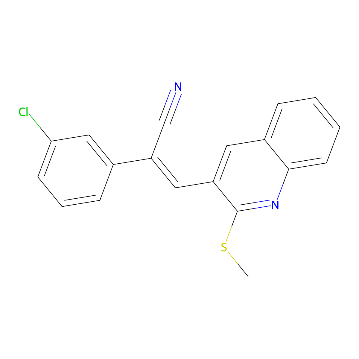 (Z)-2-(3-chlorophenyl)-3-[2-(methylsulfanyl)-3-quinolinyl]-2-propenenitrile molecular structure, CAS 1164558-83-1