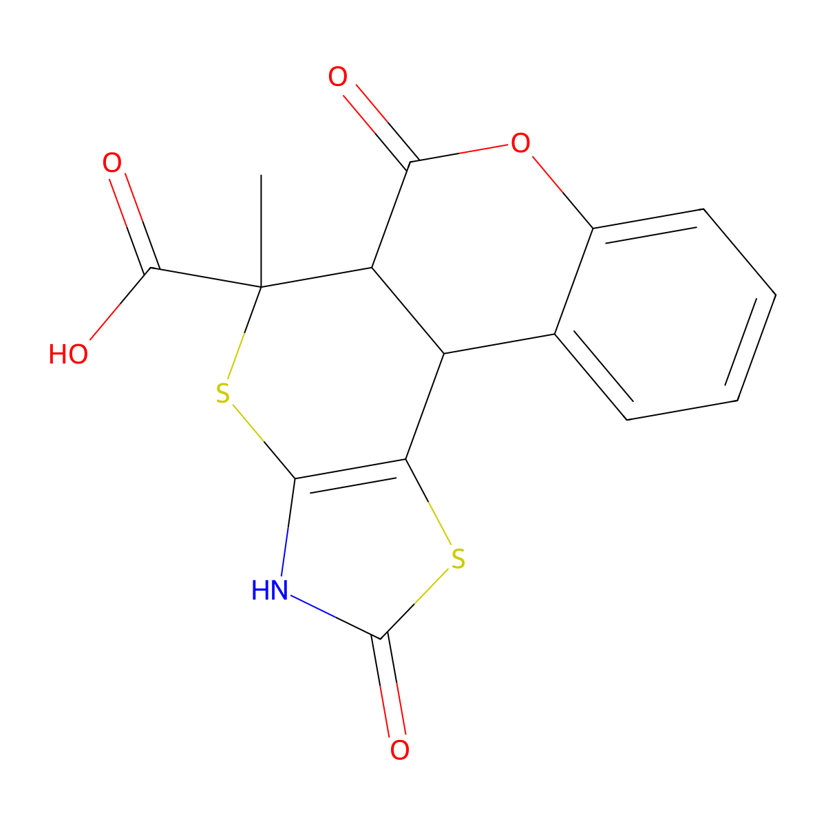 11-Methyl-9,15-dioxo-8-oxa-12,16-dithia-14-azatetracyclo[8.7.0.0^{2,7}.0^{13,17}]heptadeca-2(7),3,5,13(17)-tetraene-11-carboxylic acid molecular structure, CAS 1164559-93-6