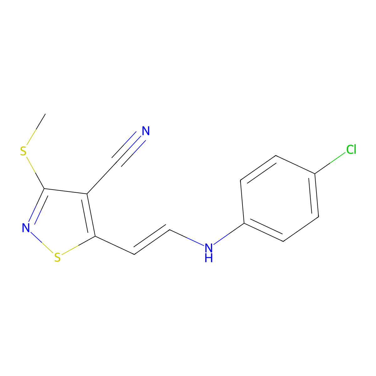 5-[2-(4-Chloroanilino)vinyl]-3-(methylsulfanyl)-4-isothiazolecarbonitrile molecular structure, CAS 1164560-32-0
