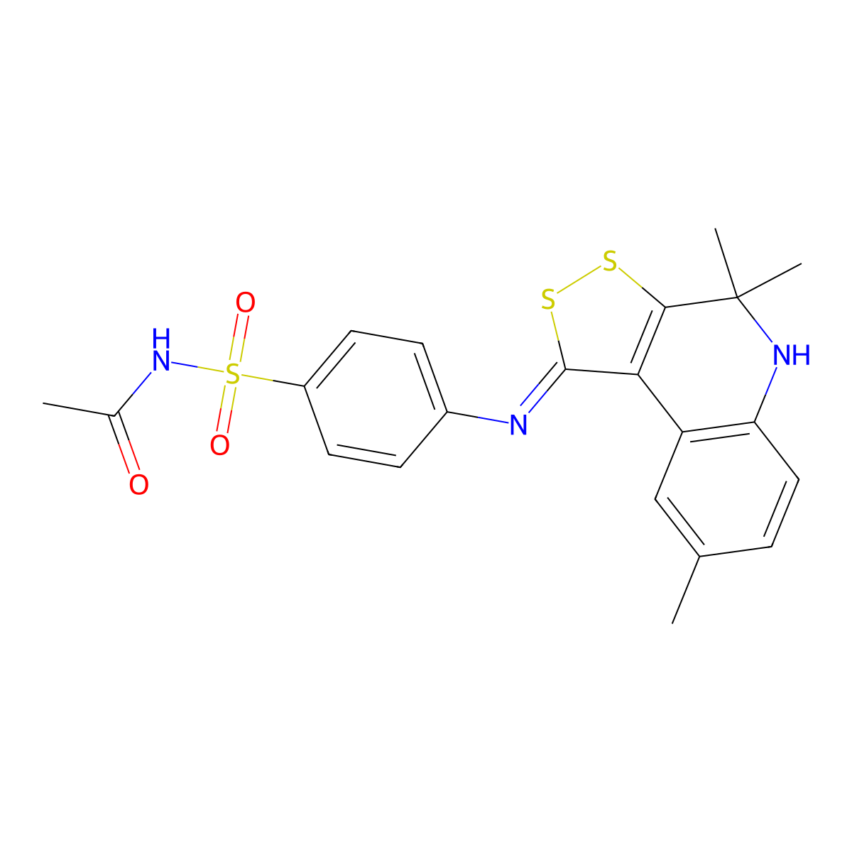N-Acetyl-4-(4,4,8-trimethyl-4,5-dihydro-2,3-dithia-5-aza-cyclopenta[a]naphthalen-1-ylideneamino)-benzenesulfonamide molecular structure, CAS 1164560-35-3