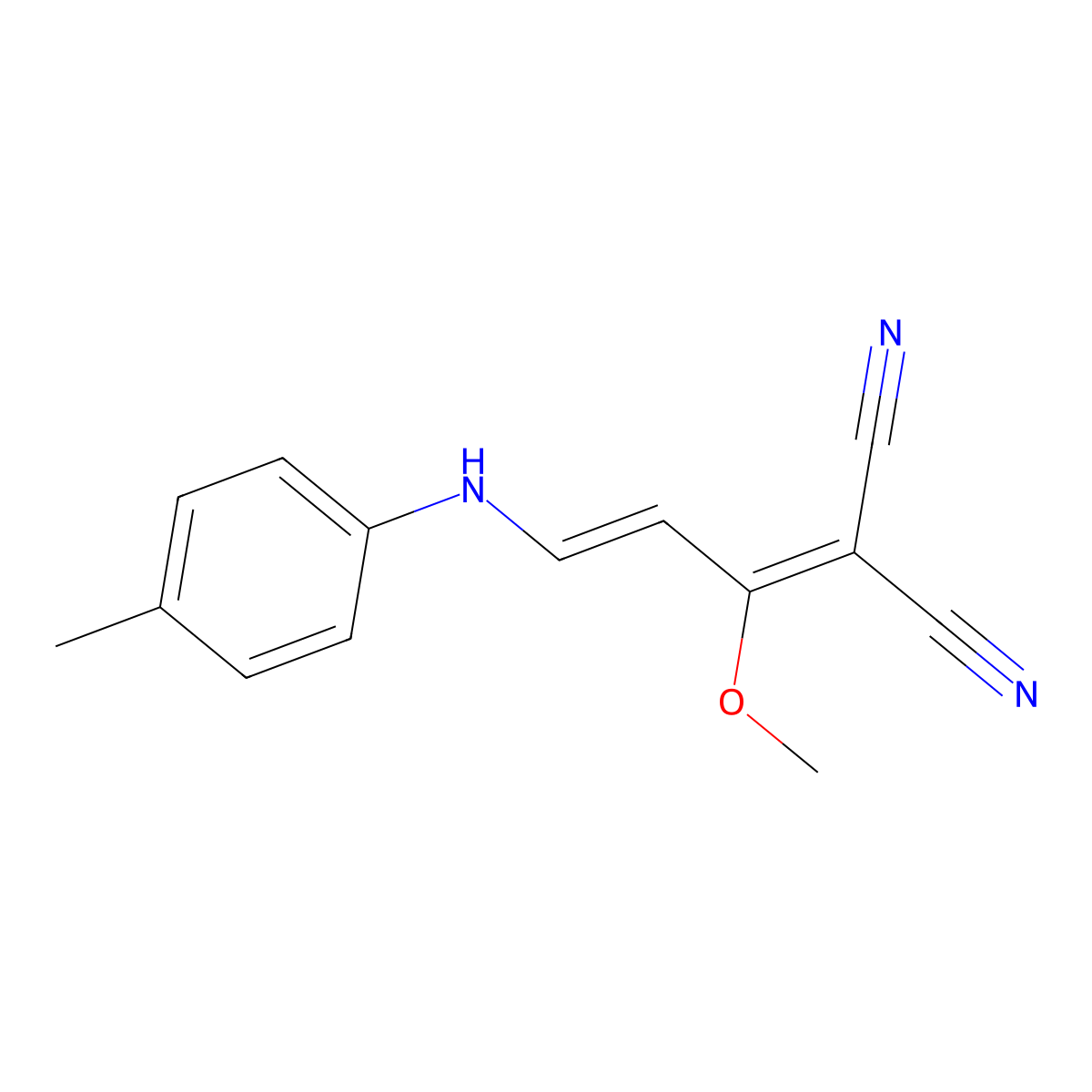 2-[1-Methoxy-3-(4-toluidino)-2-propenylidene]malononitrile molecular structure, CAS 1164560-54-6