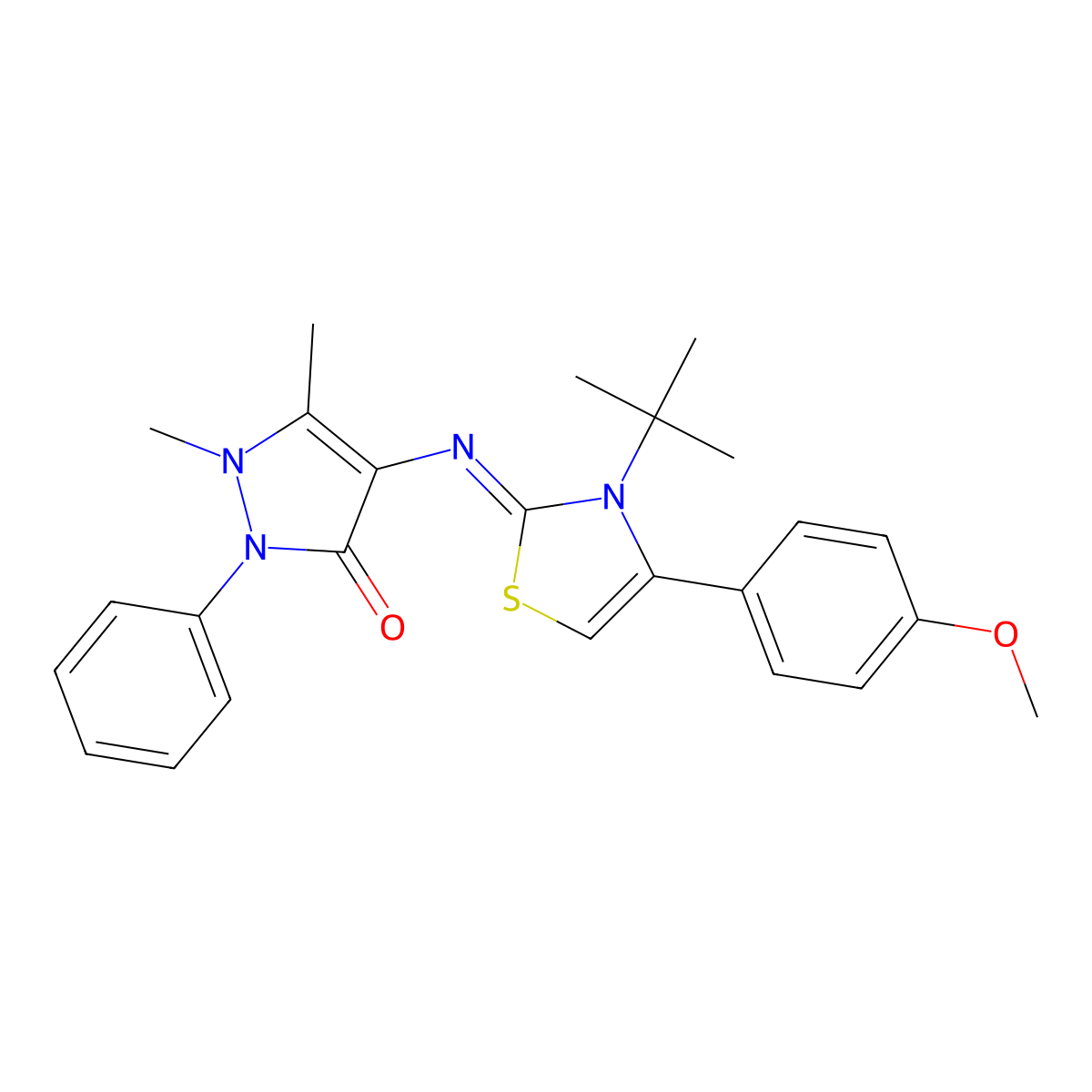 4-[(3-tert-butyl-4-(4-methoxyphenyl)-1,3-thiazol-2(3H)-ylidene)amino]-1,5-dimethyl-2-phenyl-1,2-dihydro-3H-pyrazol-3-one molecular structure, CAS 1164561-76-5
