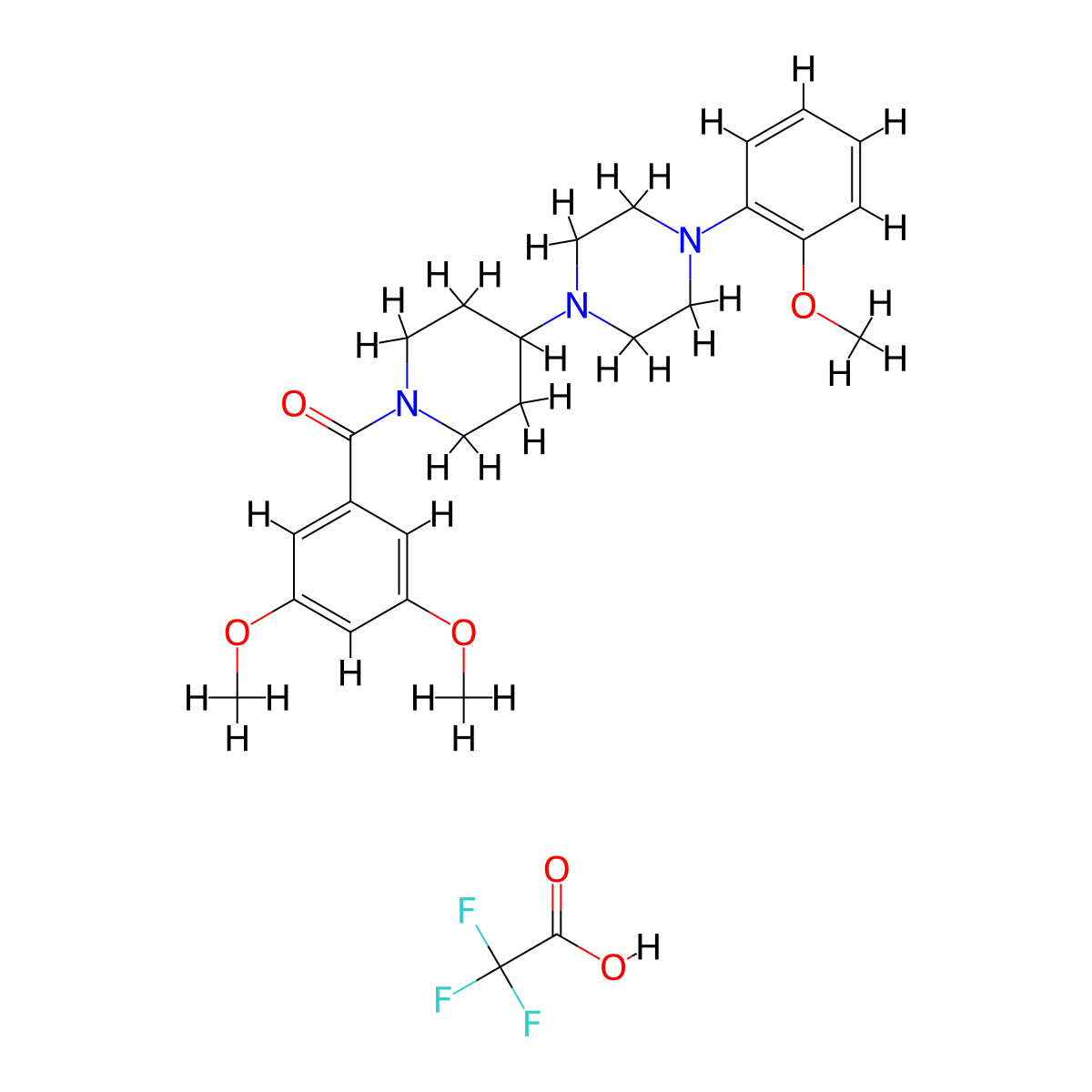 (3,5-Dimethoxyphenyl)(4-(4-(2-methoxyphenyl)piperazin-1-yl)piperidin-1-yl)methanone 2,2,2-trifluoroacetate molecular structure, CAS 1164562-43-9