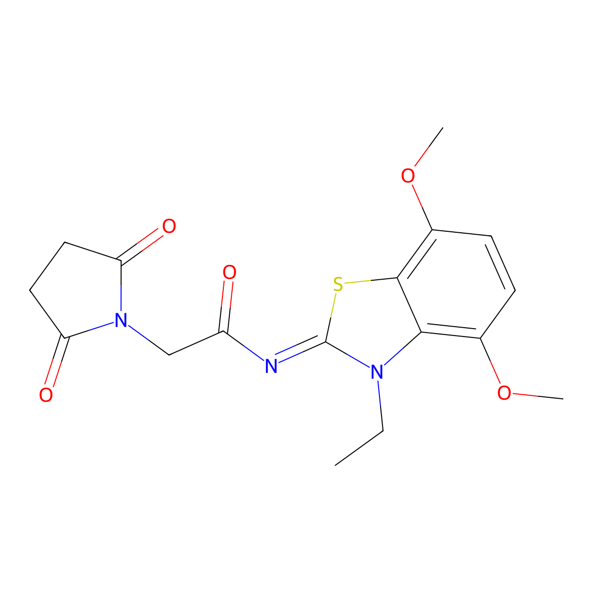 (Z)-2-(2,5-dioxopyrrolidin-1-yl)-N-(3-ethyl-4,7-dimethoxybenzo[d]thiazol-2(3H)-ylidene)acetamide molecular structure, CAS 1164563-58-9