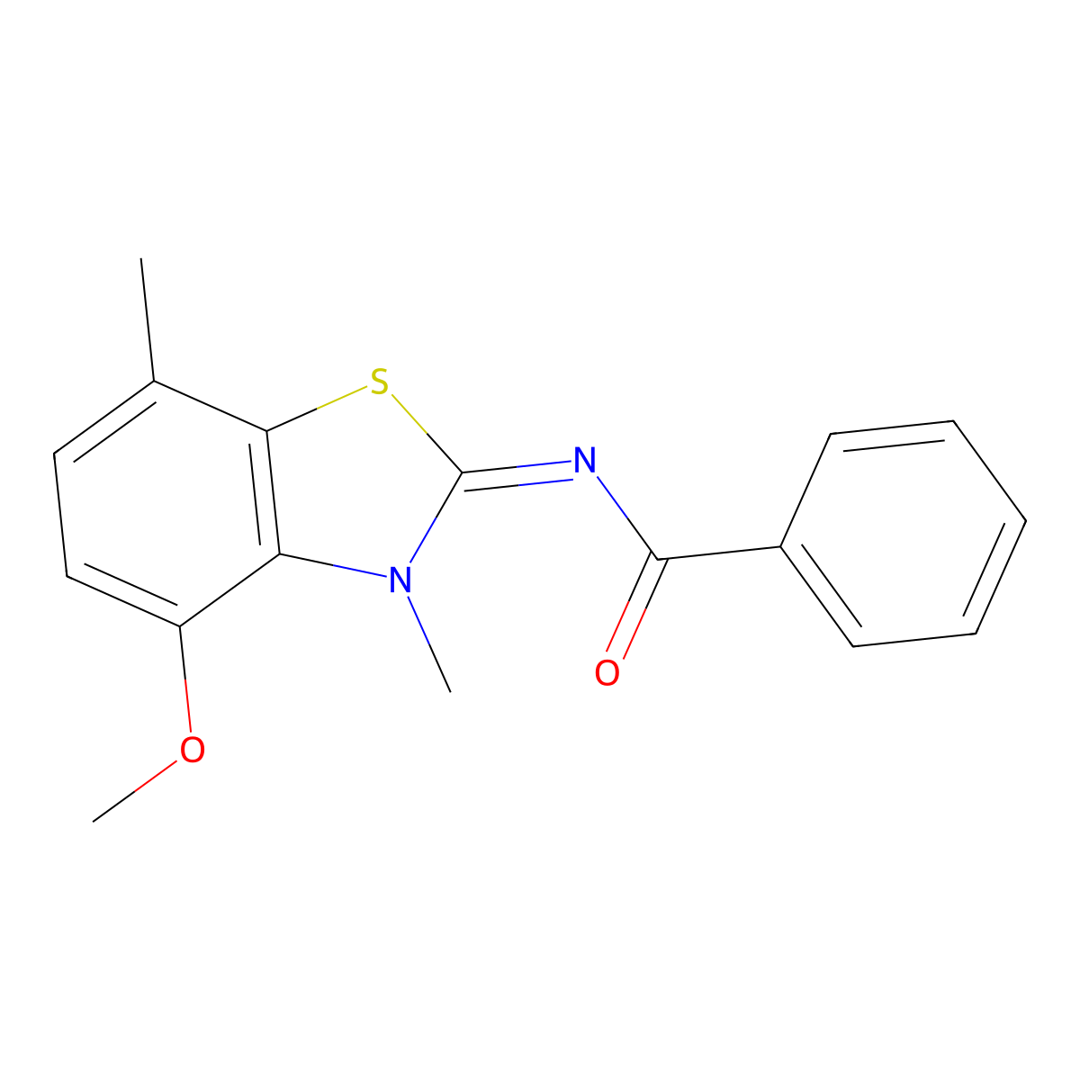 N-(4-methoxy-3,7-dimethyl-1,3-benzothiazol-2-ylidene)benzamide molecular structure, CAS 1164563-66-9