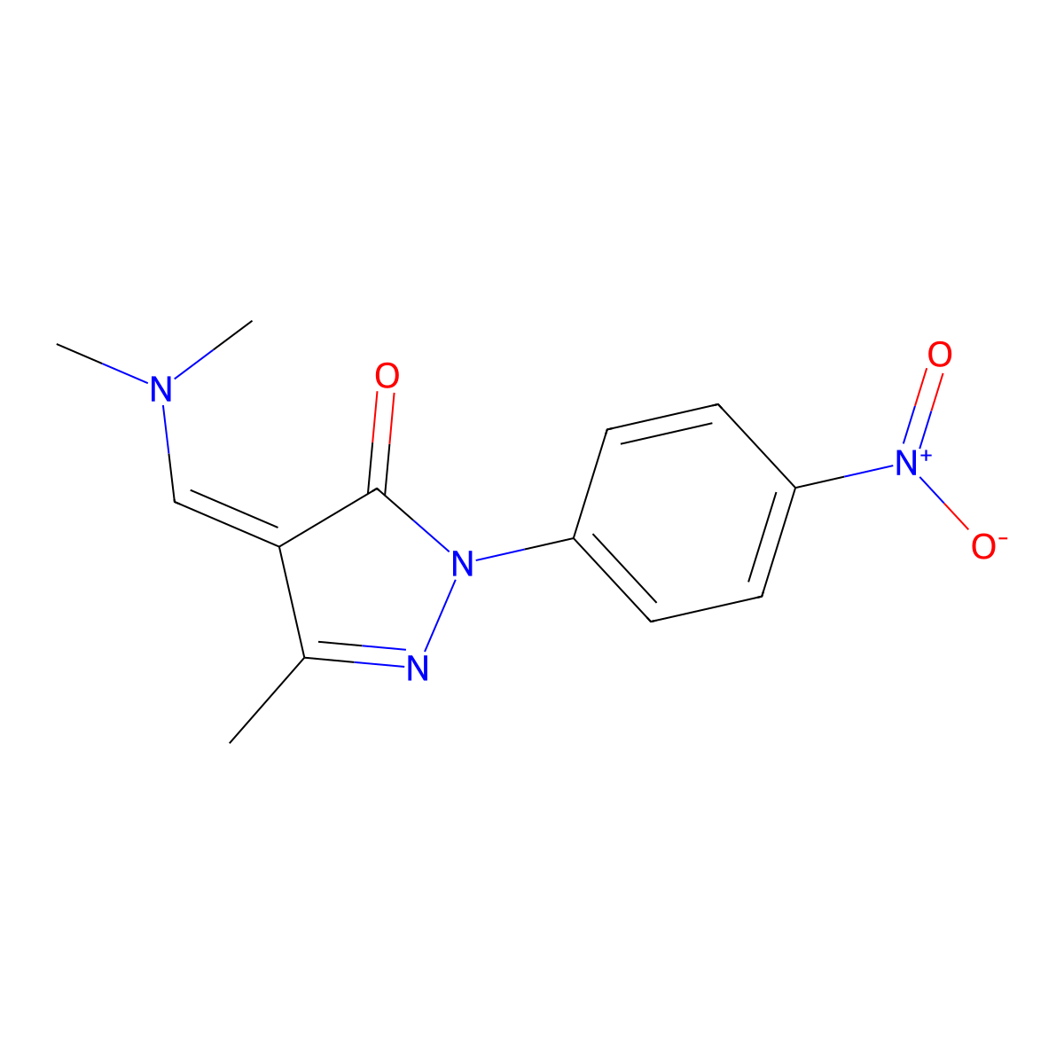 4-[(dimethylamino)methylidene]-3-methyl-1-(4-nitrophenyl)-4,5-dihydro-1H-pyrazol-5-one molecular structure, CAS 1164564-44-6