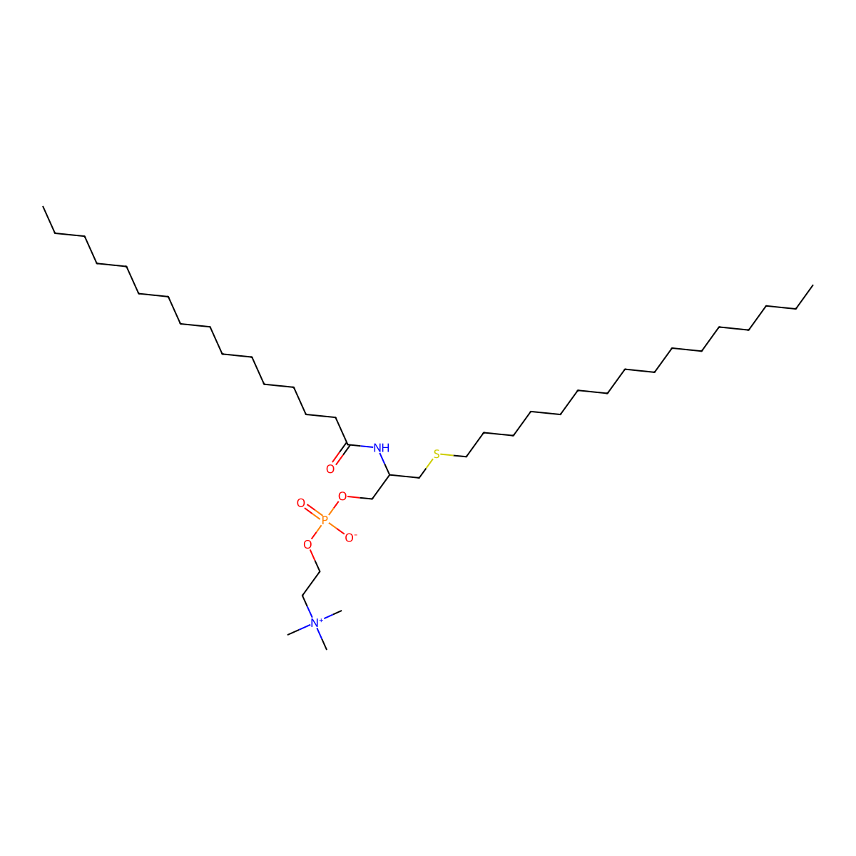 [(2S)-2-(hexadecanoylamino)-3-hexadecylsulfanylpropyl] 2-(trimethylazaniumyl)ethyl phosphate molecular structure, CAS 116457-99-9