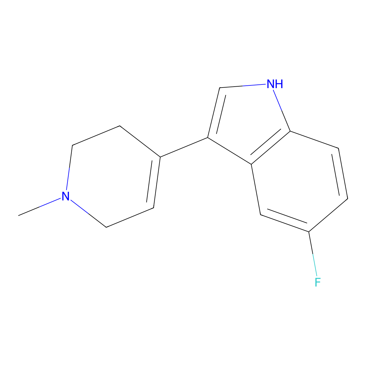 5-fluoro-3-(1-methyl-1,2,3,6-tetrahydro-4-pyridinyl)-1H-indole molecular structure, CAS 116480-54-7