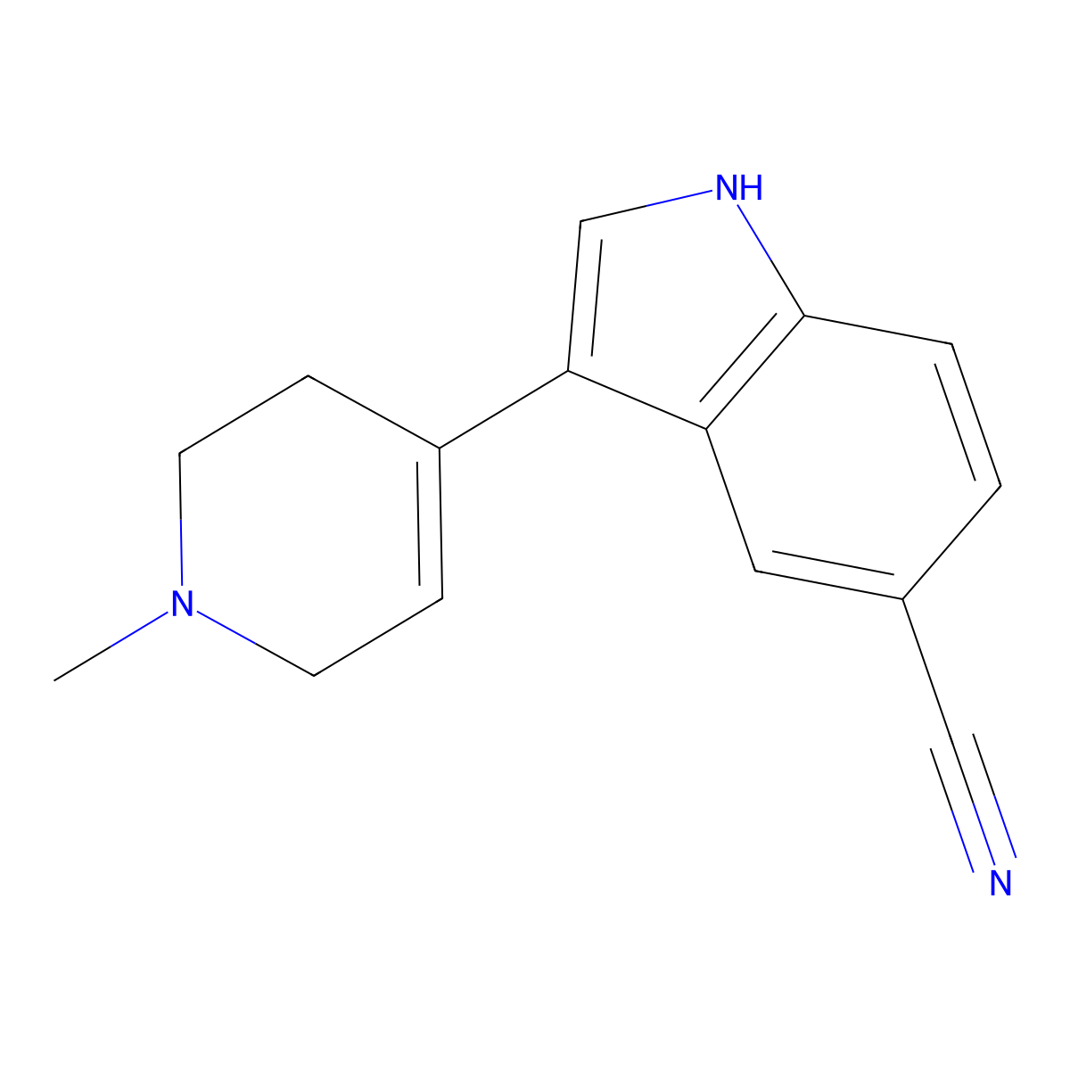 3-(1-methyl-1,2,3,6-tetrahydropyridin-4-yl)-1H-indole-5-carbonitrile molecular structure, CAS 116480-60-5