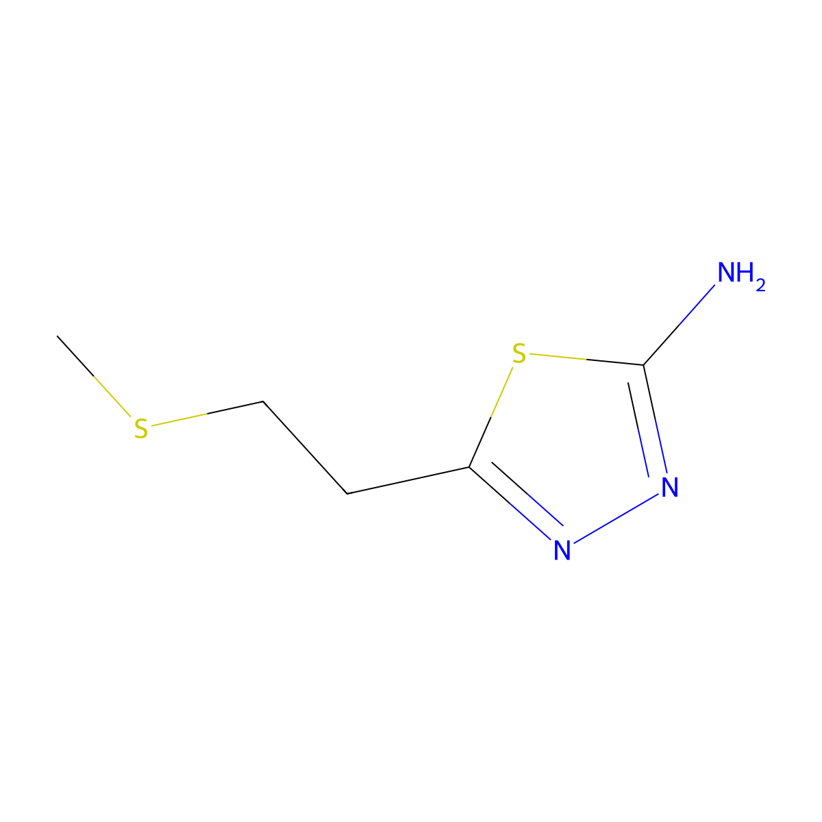1,3,4-Thiadiazol-2-amine, 5-[2-(methylthio)ethyl]- molecular structure, CAS 116481-28-8