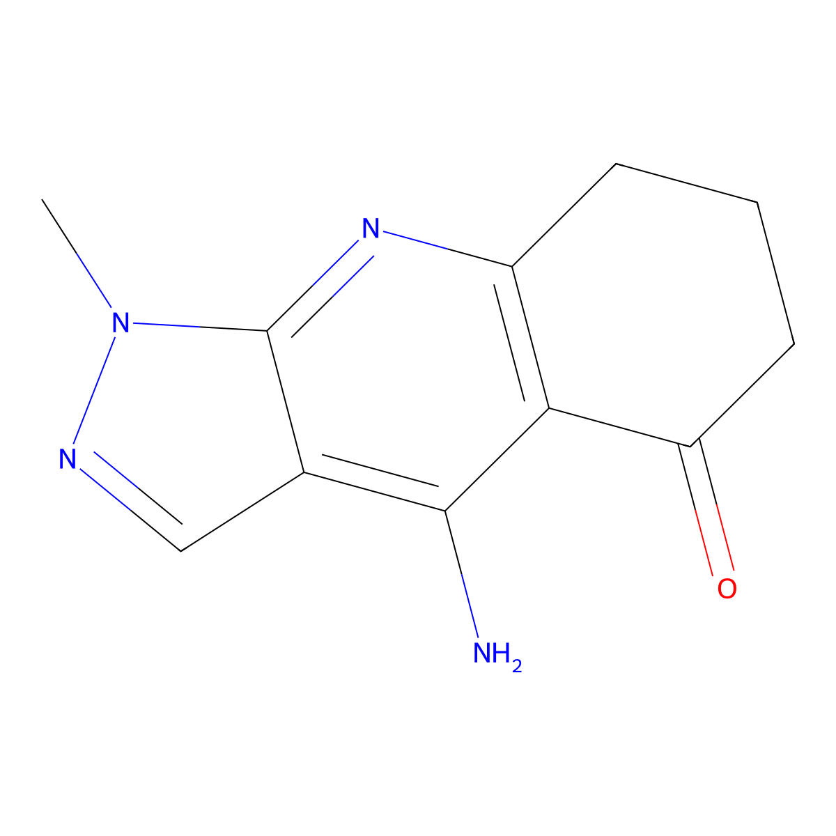 4-amino-1-methyl-1,6,7,8-tetrahydro-5H-pyrazolo[3,4-b]quinolin-5-one molecular structure, CAS 116482-02-1