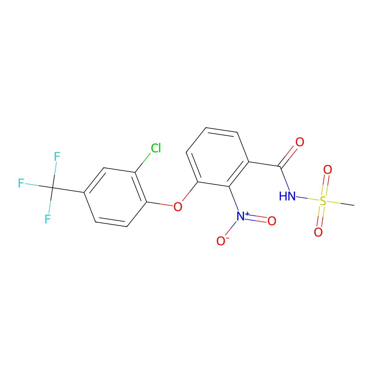 3-(2-Chloro-4-(trifluoromethyl)phenoxy)-N-(methylsulfonyl)-2-nitrobenzamide molecular structure, CAS 116493-45-9