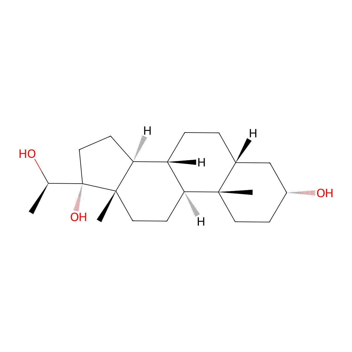 (20R)-5beta-Pregnane-3alpha,17,20-triol molecular structure, CAS 1165-28-2