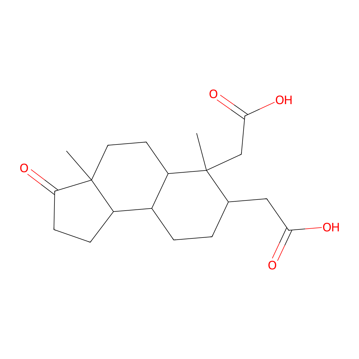 2-[6-(Carboxymethyl)-3a,6-dimethyl-3-oxo-1,2,4,5,5a,7,8,9,9a,9b-decahydrocyclopenta[a]naphthalen-7-yl]acetic acid molecular structure, CAS 1165-38-4