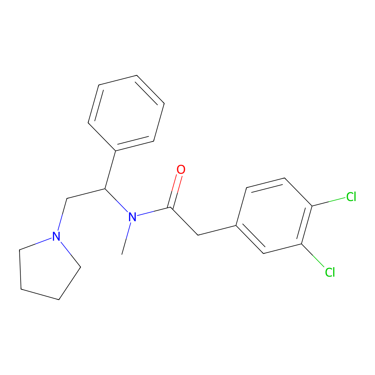 2-(3,4-dichlorophenyl)-N-methyl-N-[(1S)-1-phenyl-2-pyrrolidin-1-ylethyl]acetamide molecular structure, CAS 116508-24-8