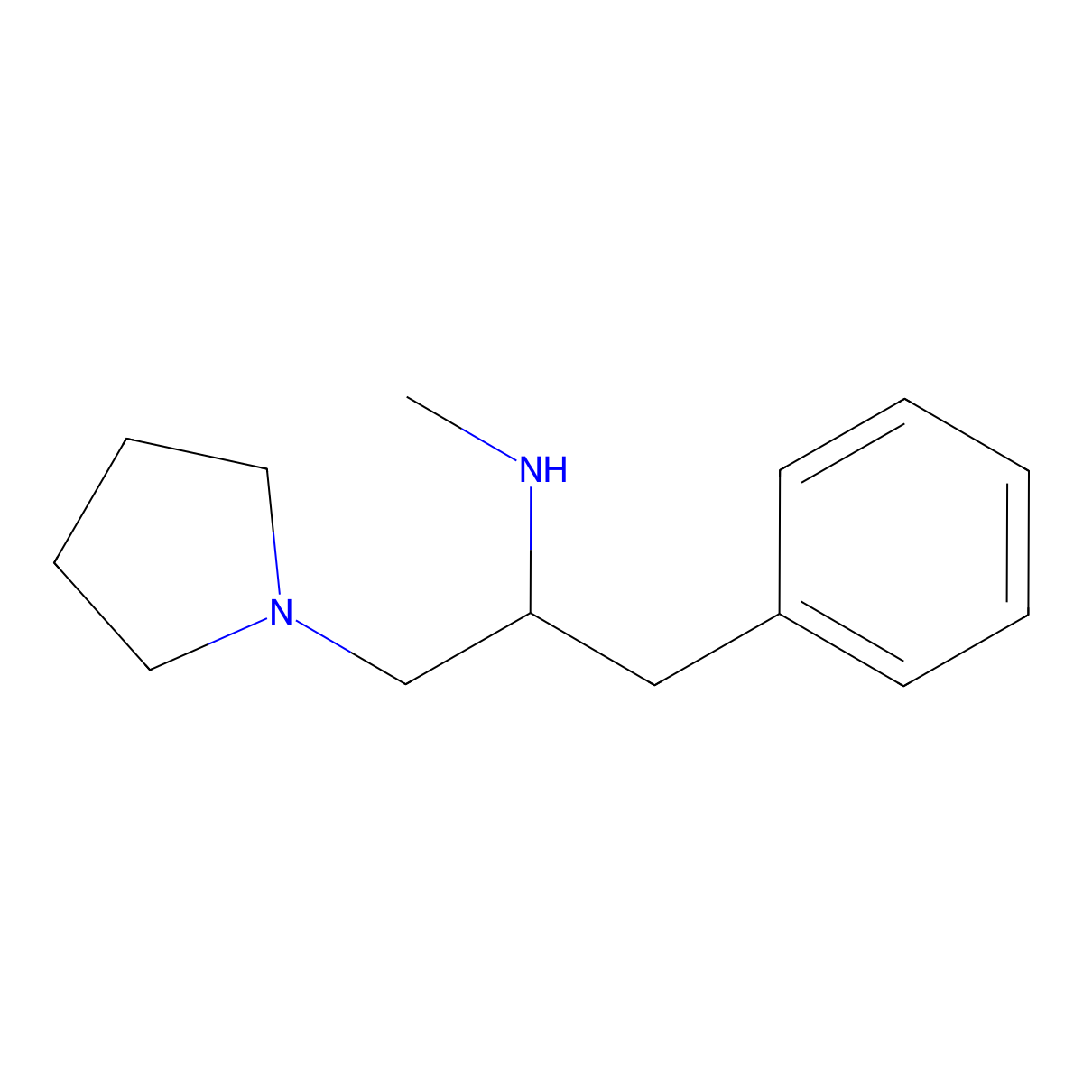 (S)-Methyl-(2-phenyl-1-pyrrolidin-1-ylmethyl-ethyl)-amine molecular structure, CAS 116508-54-4