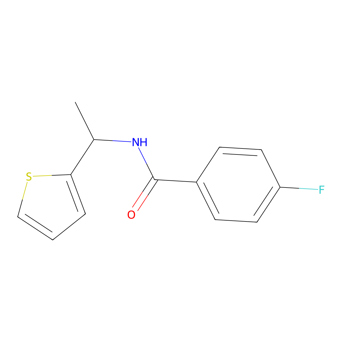 4-Fluoro-N-(1-(thiophen-2-yl)ethyl)benzamide molecular structure, CAS 116524-31-3