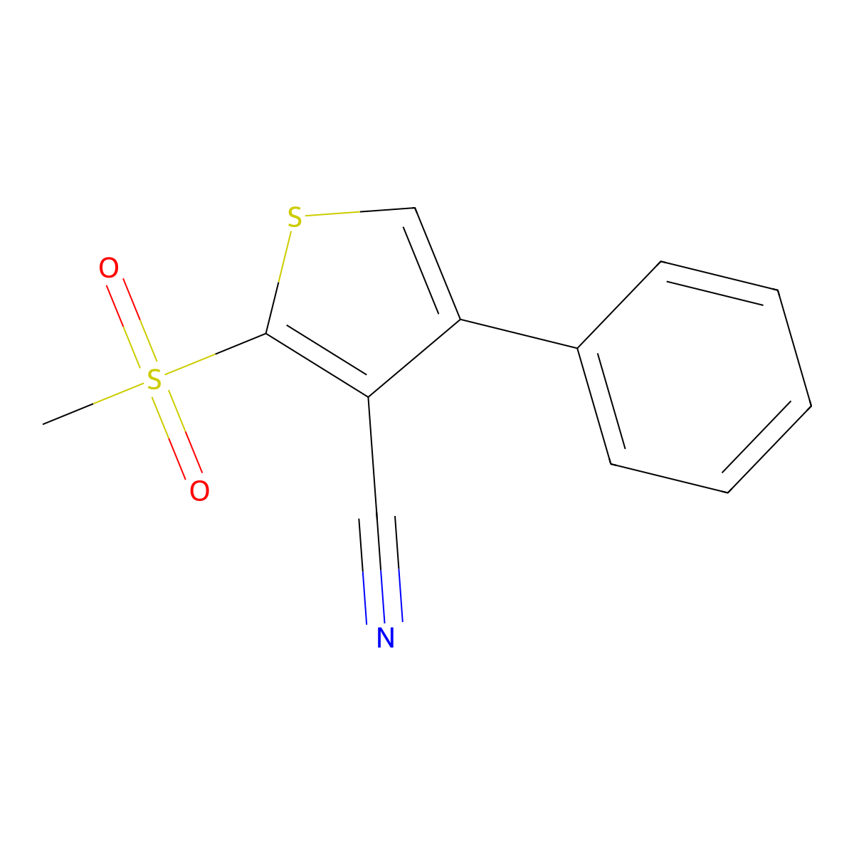 2-(Methylsulfonyl)-4-phenylthiophene-3-carbonitrile molecular structure, CAS 116526-64-8
