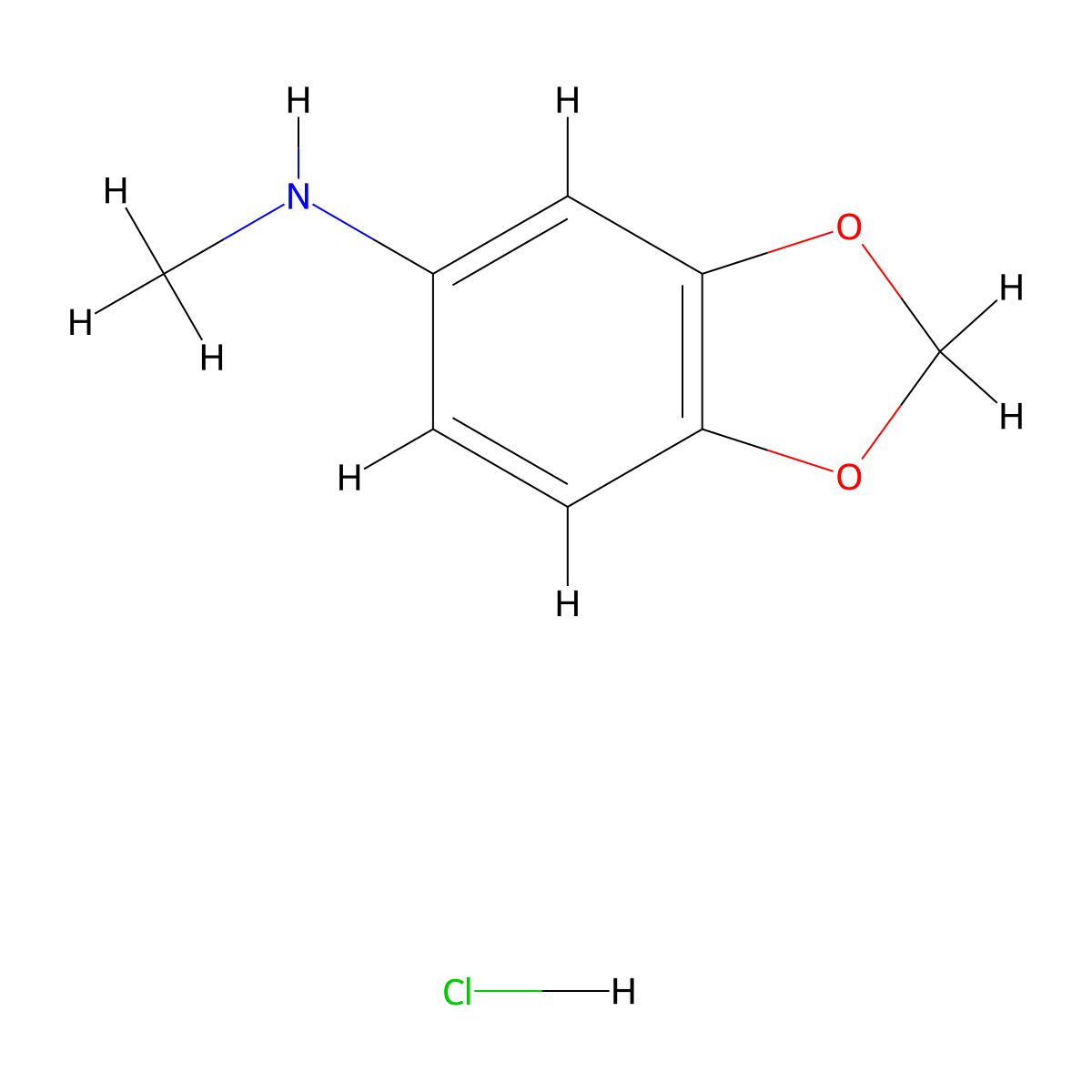 N-methyl-1,3-dioxaindan-5-amine hydrochloride molecular structure, CAS 116532-62-8