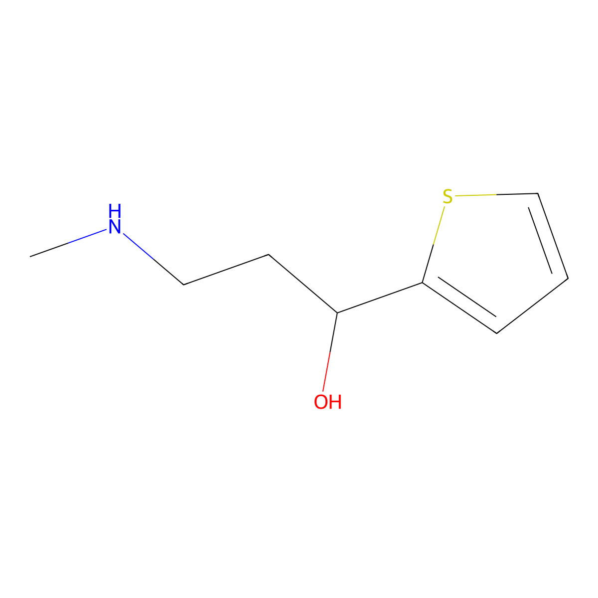 3-(N-Methylamino)-1-(2-thienyl)-1-propanol, (+)- molecular structure, CAS 116539-57-2
