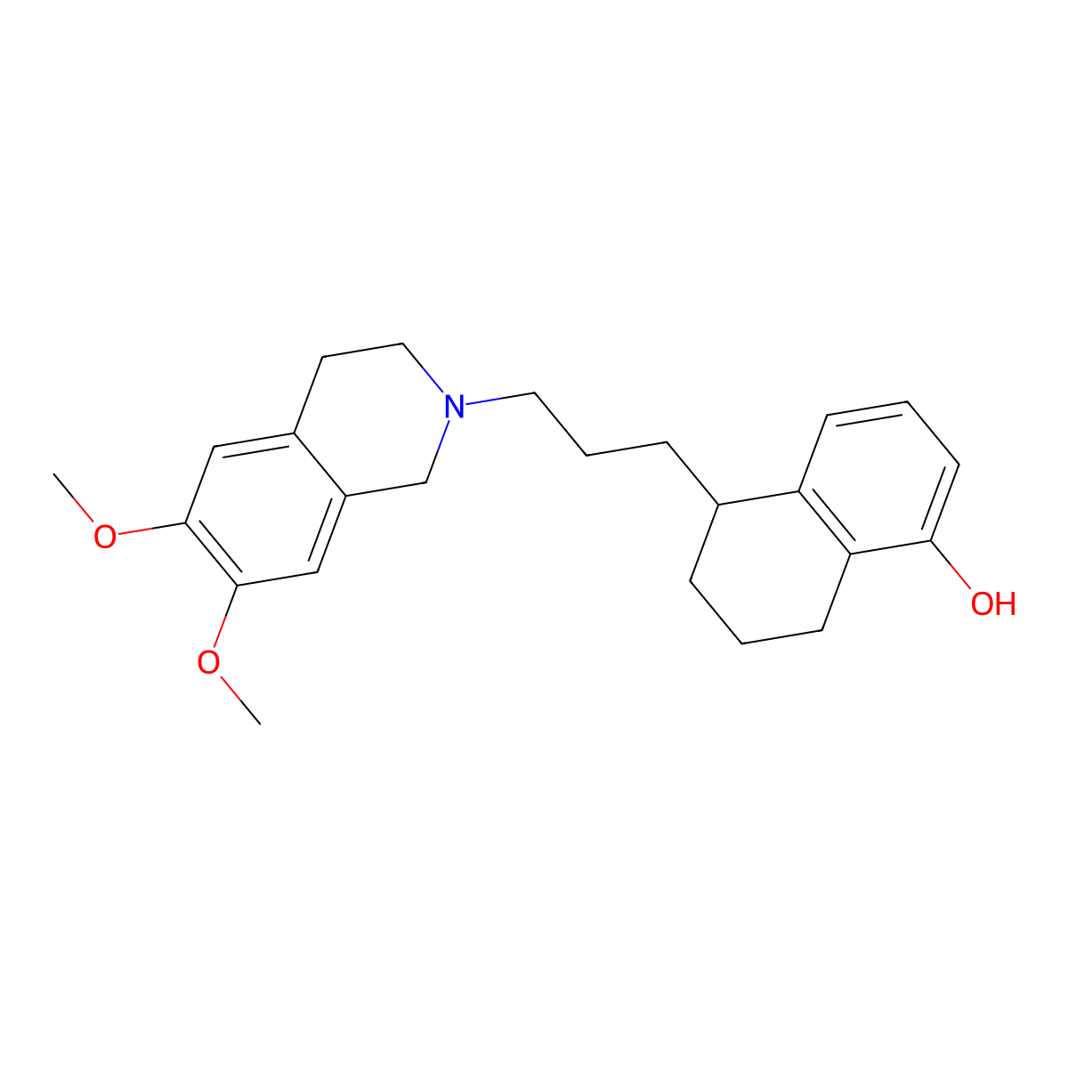 5-(3-(6,7-dimethoxy-3,4-dihydroisoquinolin-2(1H)-yl)propyl)-5,6,7,8-tetrahydronaphthalen-1-ol molecular structure, CAS 1165451-08-0